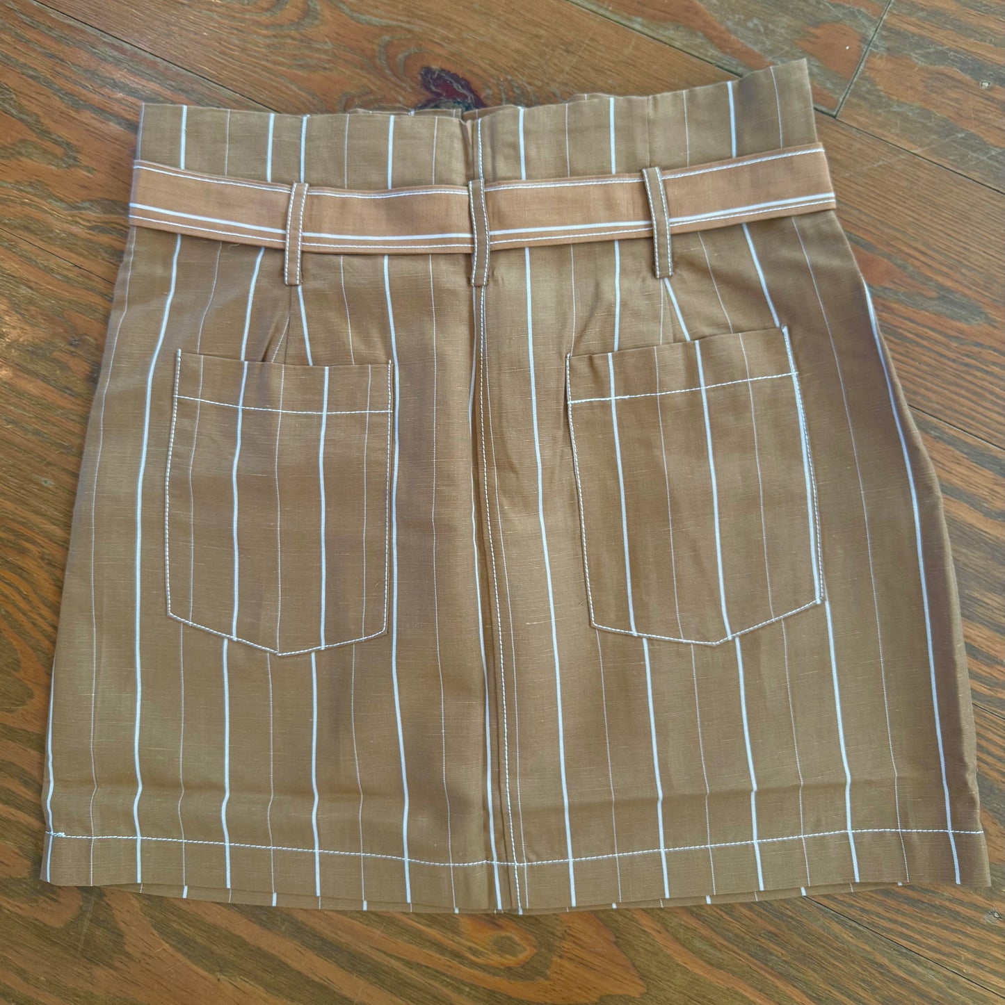 TAUPE STRIPE SKIRT