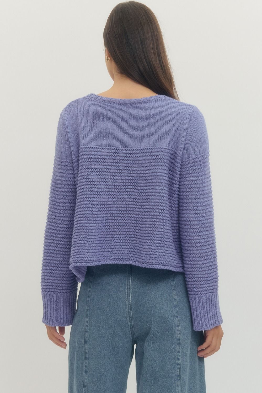 PERIWINKLE OPEN KNIT BELLE SWEATER