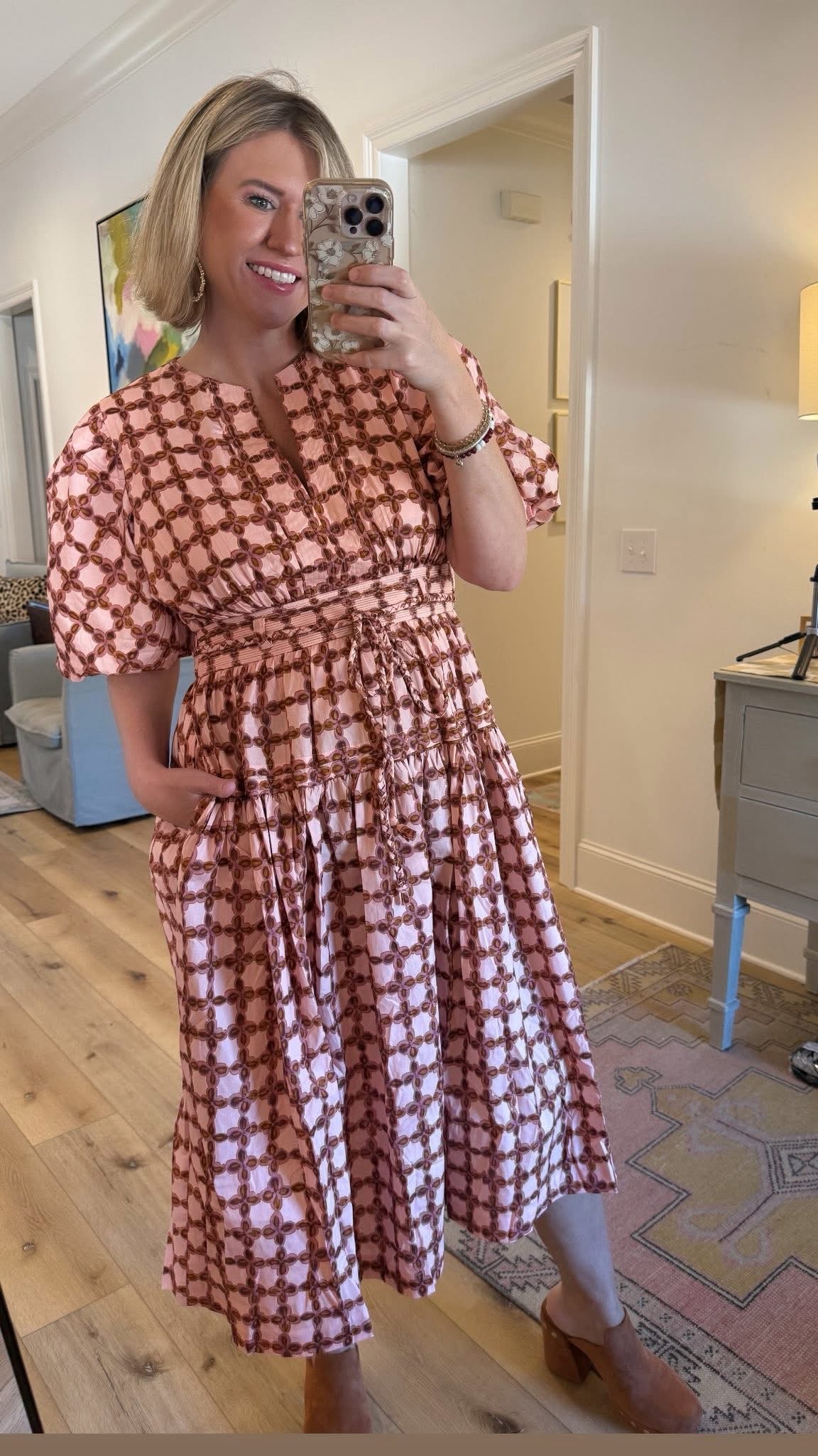 CHAINLINK CHECKERED PRINT POPLIN MIDI