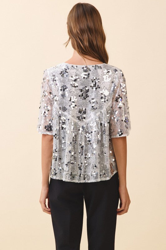 SILVER SEQUIN PARTY TOP