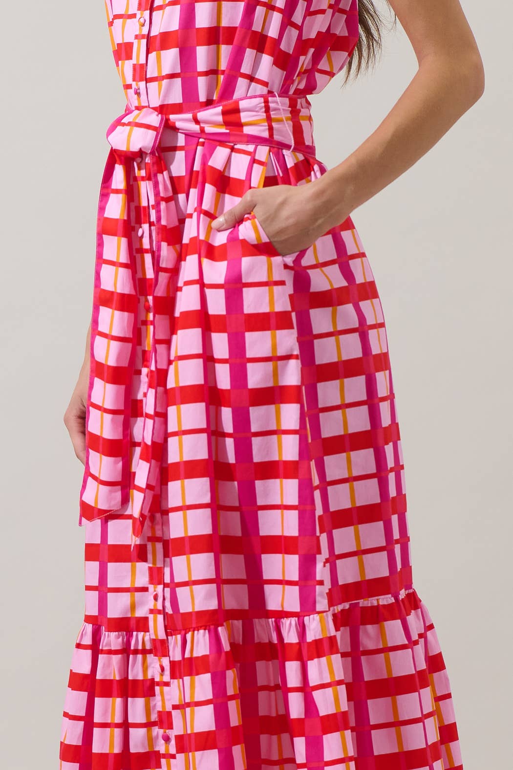 DARVY CHECKERED COLLARED MAXI