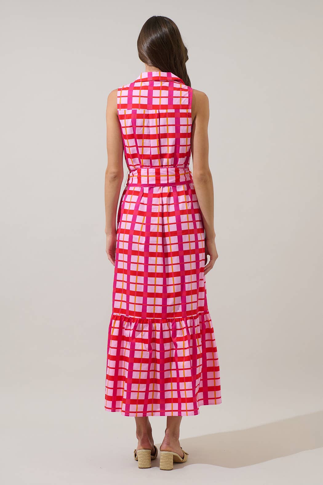 DARVY CHECKERED COLLARED MAXI